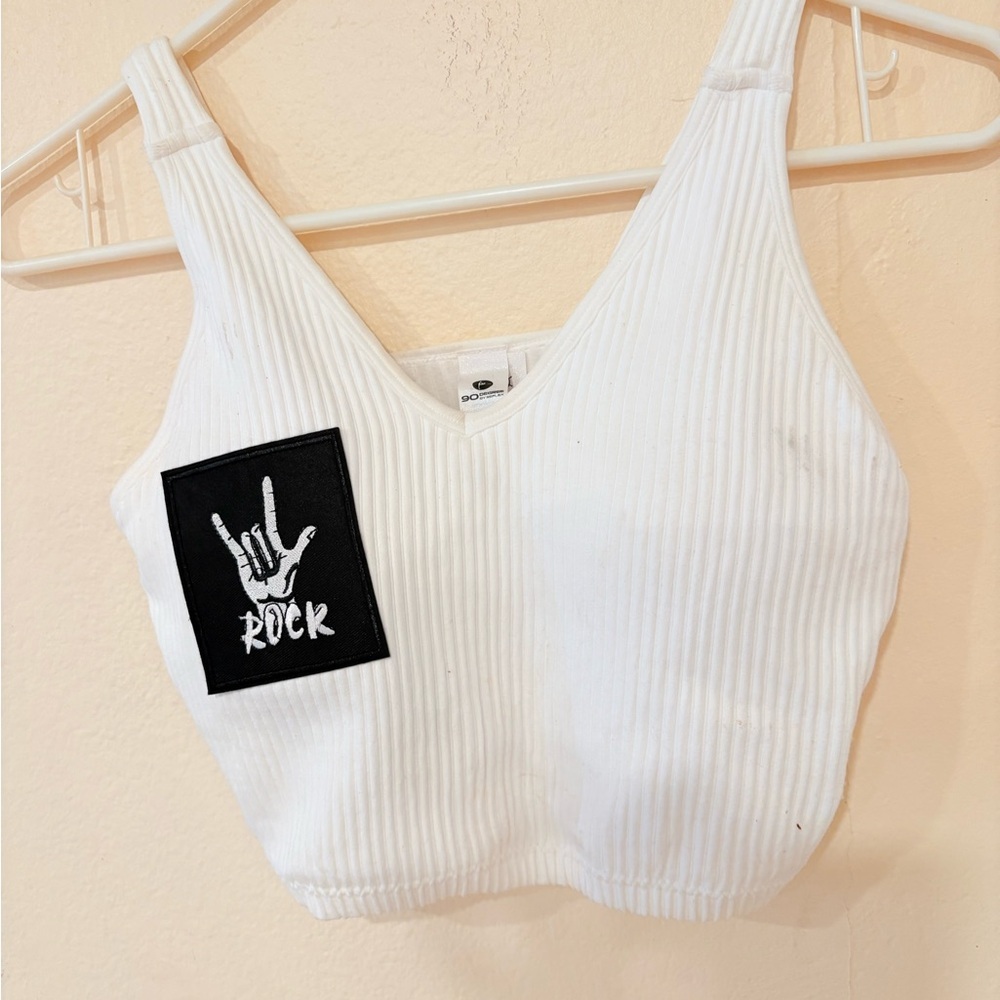 White Ribbed Women's Crop Top
